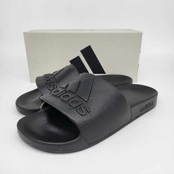 adidas Other - New adidas Adilette Aqua Slides Core Black Logo Men's Size 11